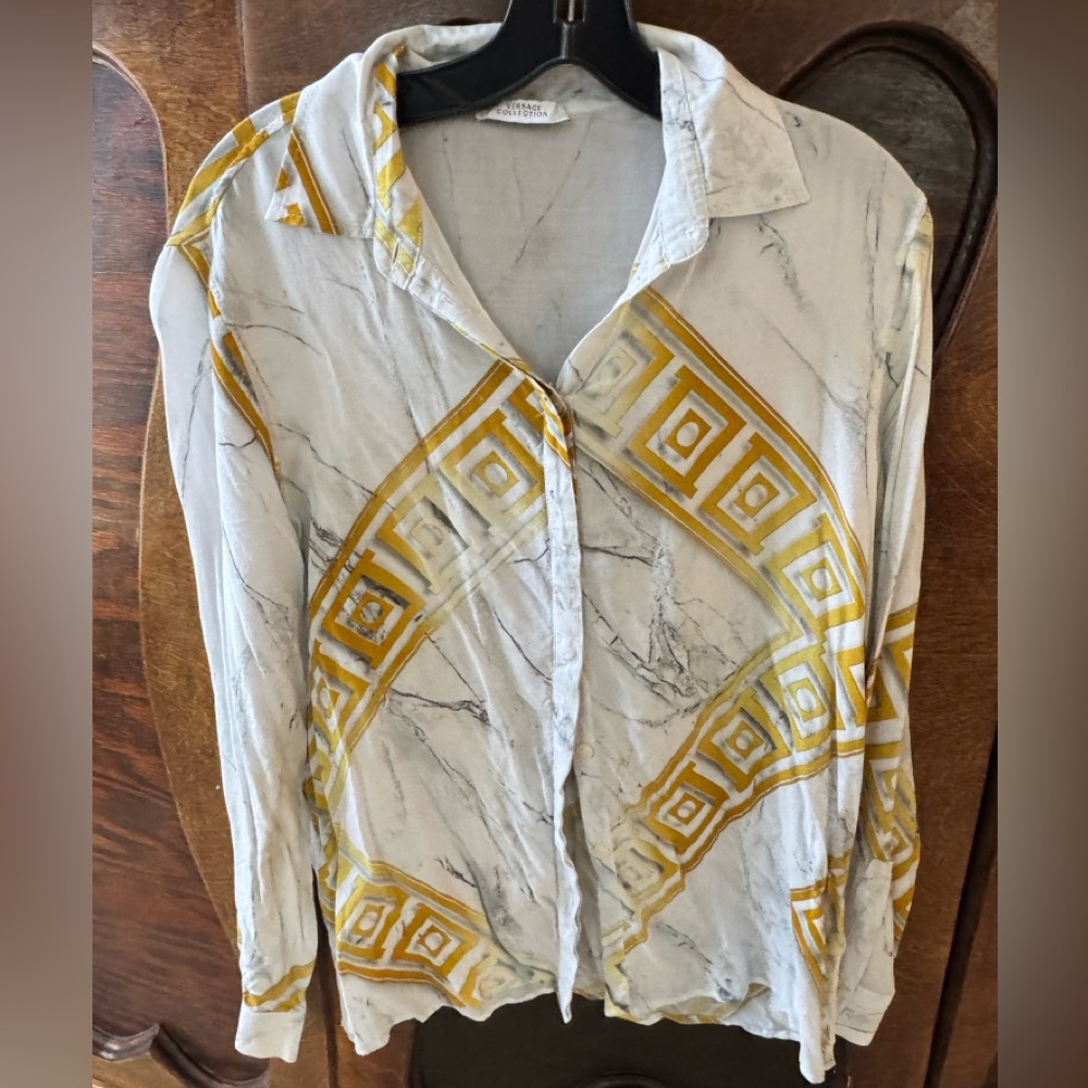 Versace Collection Marble Patterned Button-Up Shirt